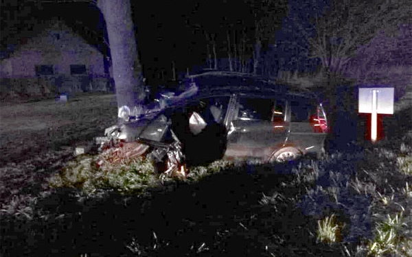 Fának ütközött egy gépkocsi a 61-es főúton 